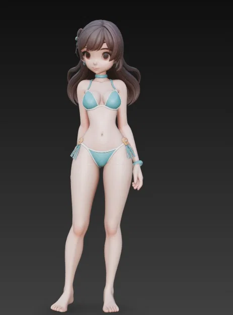Mô hình nhân vật nữ anime bikini dễ thương để in 3D - Image 5