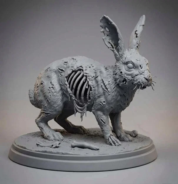 Mô hình tượng thỏ Zombie (Zombie Rabbit) siêu chi tiết cho dân in 3D - Image 1