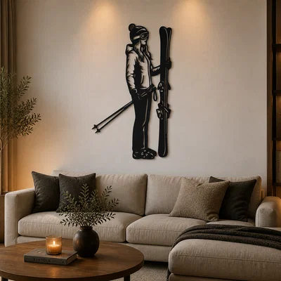 Ski Woman 2D Wall Art – Tranh Treo Tường 2D Nữ Trượt Tuyết (STL)