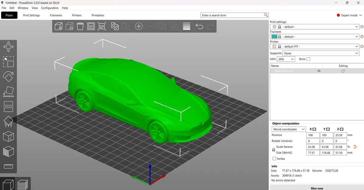 Tesla Model S 2023 STL – Mẫu xe 3D low poly chân thực để in 3D - Image 1