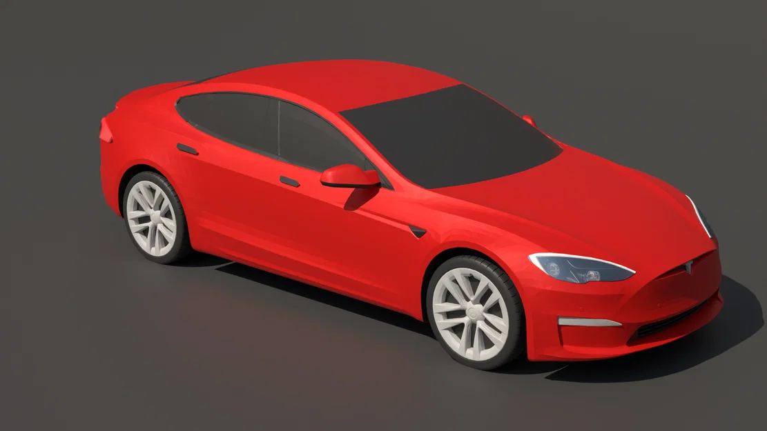 Tesla Model S 2023 STL – Mẫu xe 3D low poly chân thực để in 3D - Image 4