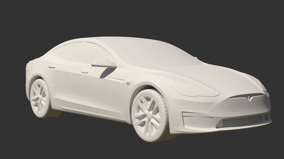 Tesla Model S 2023 STL – Mẫu xe 3D low poly chân thực để in 3D - Image 7