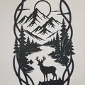 Tranh Treo Tường 2D Nai & Núi Rừng (Deer Mountain Landscape) - STL - Thumbnail 3