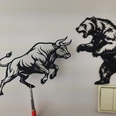 Tranh Treo Tường 2D Bull vs Bear (STL)