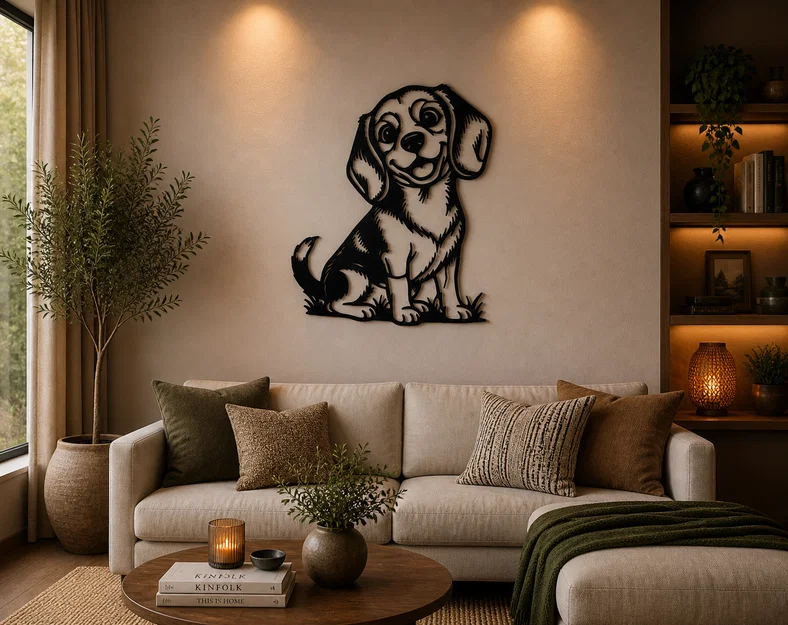 Tranh Treo Tường 2D Cún Con Dễ Thương (Cute Puppy Dog 2D Wall Art STL) - Image 1