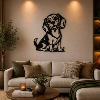 Tranh Treo Tường 2D Cún Con Dễ Thương (Cute Puppy Dog 2D Wall Art STL)