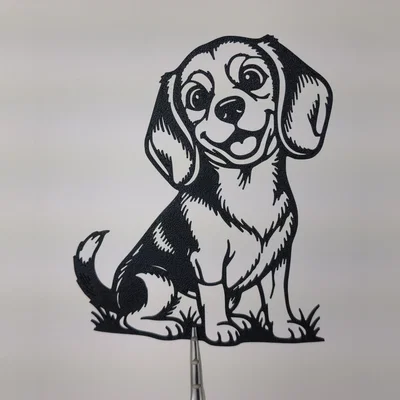 Tranh Treo Tường 2D Cún Con Dễ Thương (Cute Puppy Dog 2D Wall Art STL)