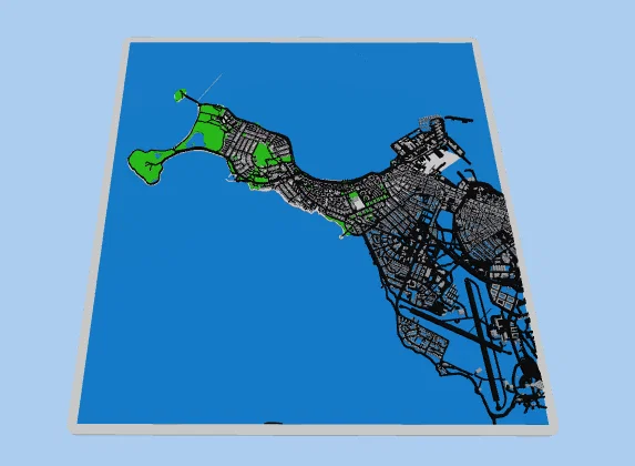 Mô hình bản đồ 3D thành phố Reykjavik chi tiết sắc nét - Image 1
