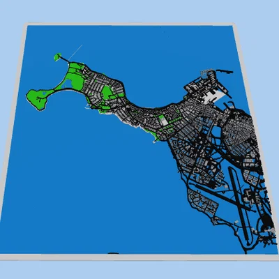 Mô hình bản đồ 3D thành phố Reykjavik chi tiết sắc nét