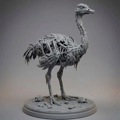 Mô hình 3D tượng đà điểu thây ma Zombie Ostrich sắc nét