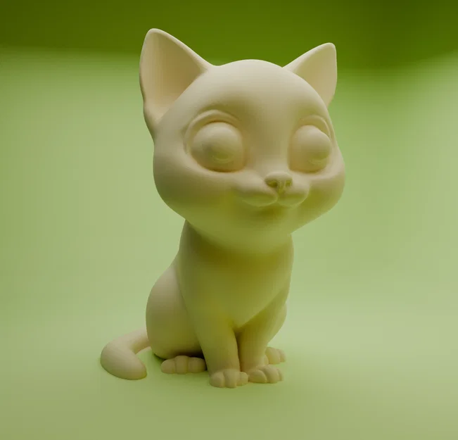 Mô hình mèo hoạt hình dễ thương in 3D không cần support - Image 1