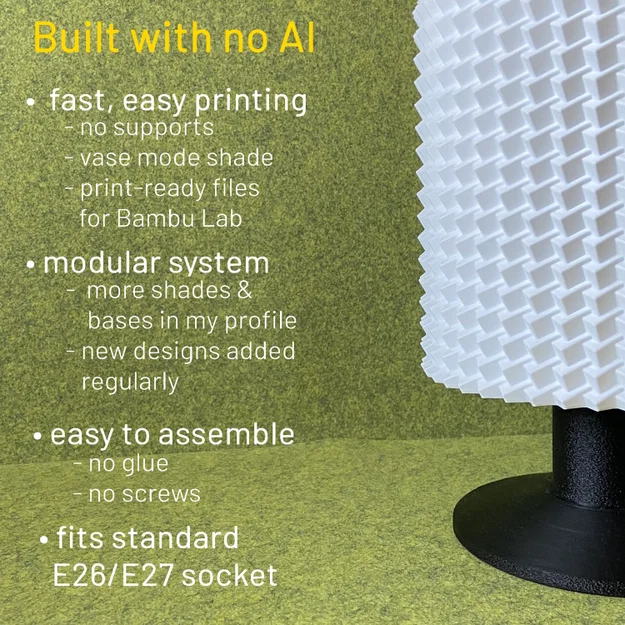 Đèn bàn chân pedestal – chụp cylinder họa tiết khối lập phương 3D nổi - Image 3