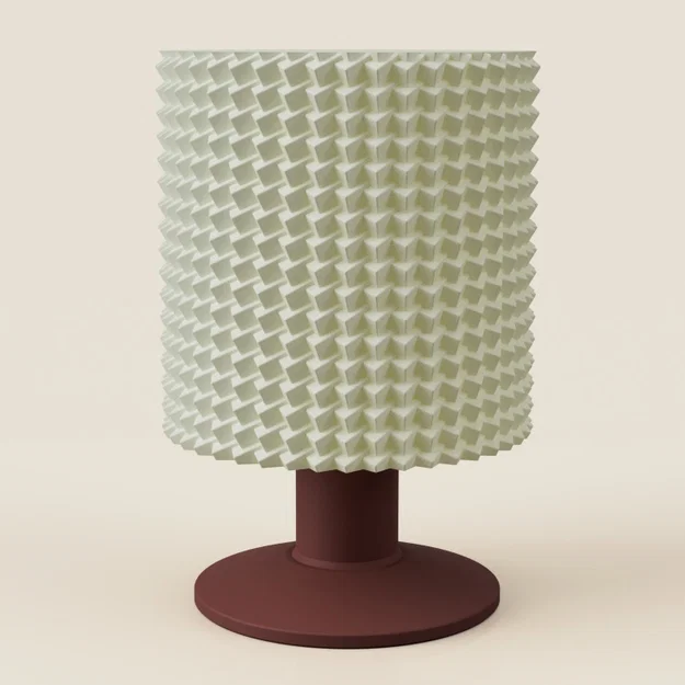 Đèn bàn chân pedestal – chụp cylinder họa tiết khối lập phương 3D nổi - Image 8