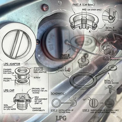 Nắp miệng nạp LPG Dacia Sandero Stepway kèm dây TPU tether