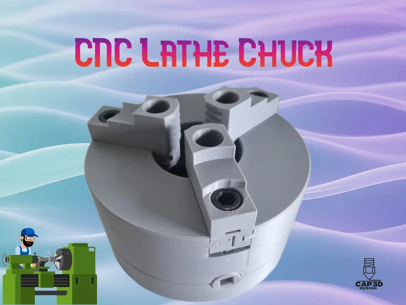 CNC Lathe Chuck tự canh tâm (3D Printable) - Image 1