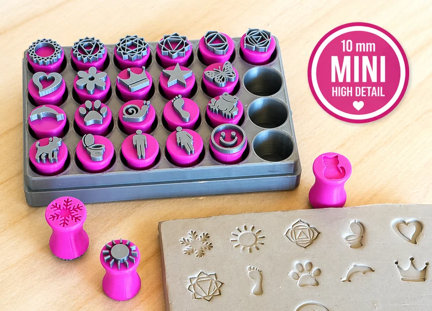 Bộ Mini Clay Stamp 10 mm – Chi tiết cao | Cần nozzle 0.2 - Image 1