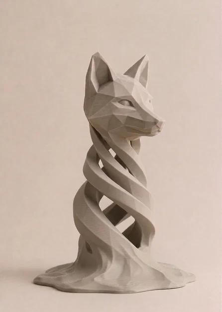 Tượng Cáo Low-Poly Xoắn Hiện Đại (Modern Twisted Fox Sculpture) - Image 1