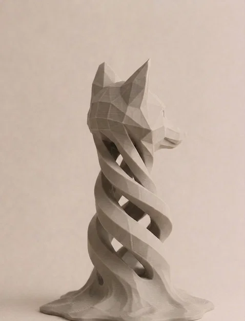 Tượng Cáo Low-Poly Xoắn Hiện Đại (Modern Twisted Fox Sculpture) - Image 2