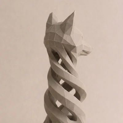 Tượng Cáo Low-Poly Xoắn Hiện Đại (Modern Twisted Fox Sculpture)