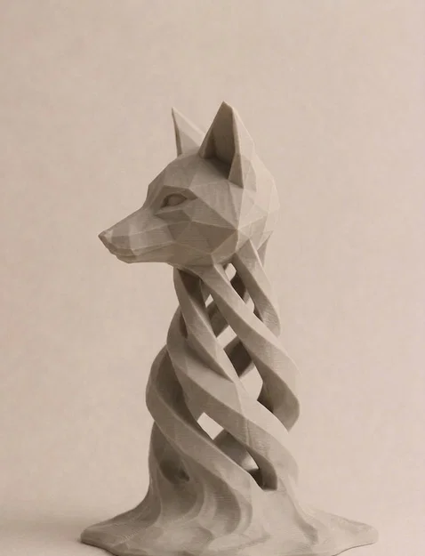 Tượng Cáo Low-Poly Xoắn Hiện Đại (Modern Twisted Fox Sculpture) - Image 3