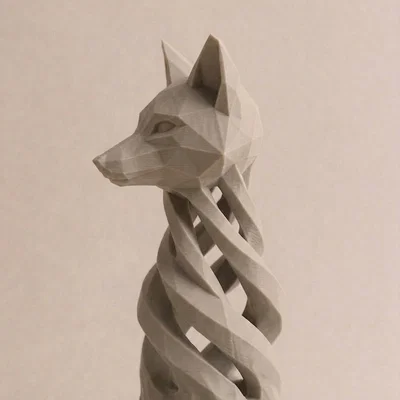 Tượng Cáo Low-Poly Xoắn Hiện Đại (Modern Twisted Fox Sculpture)