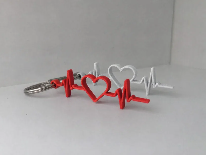 Móc khóa hình nhịp tim (Valentines heartbeat keychain) in 3D đẹp - Image 1