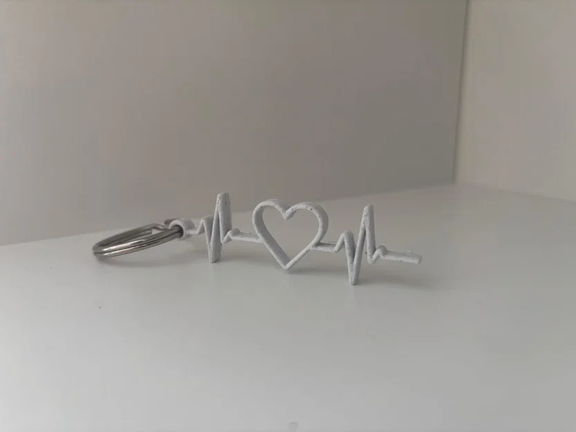Móc khóa hình nhịp tim (Valentines heartbeat keychain) in 3D đẹp - Image 2