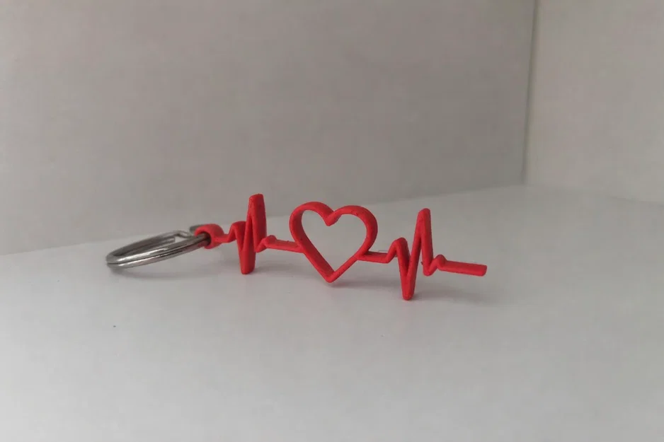 Móc khóa hình nhịp tim (Valentines heartbeat keychain) in 3D đẹp - Image 3