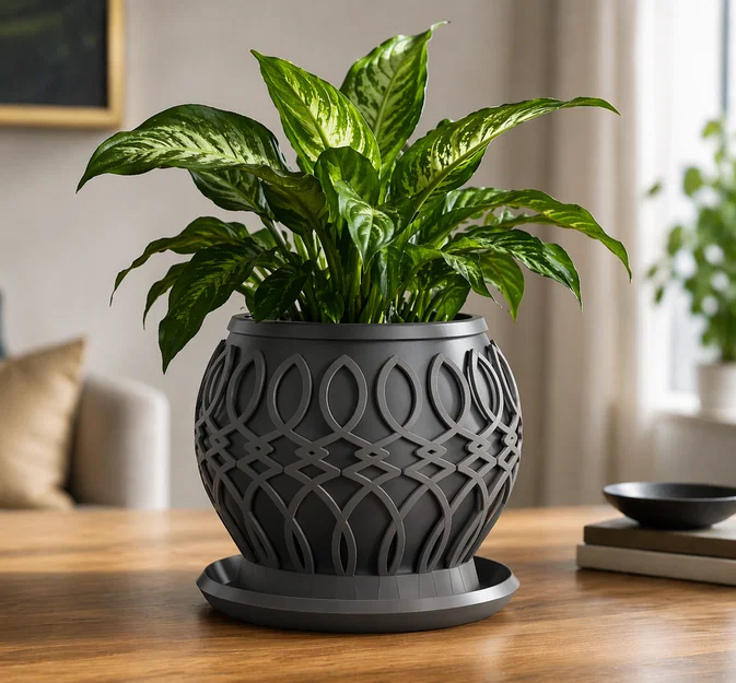 NORA Pflanzentopf – Chậu cây/Chậu bọc họa tiết ornament (STL) - Image 1