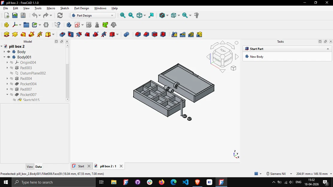 PillBox – Hộp đựng thuốc cơ khí in 3D (FreeCAD) - Image 1