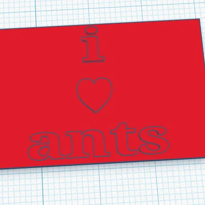 Mô hình thẻ trang trí I love ants cho người nuôi kiến 3D