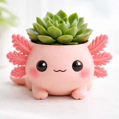 Chậu Axolotl Dễ Thương – Kawaii để bàn (Planter Holder/Coaster)