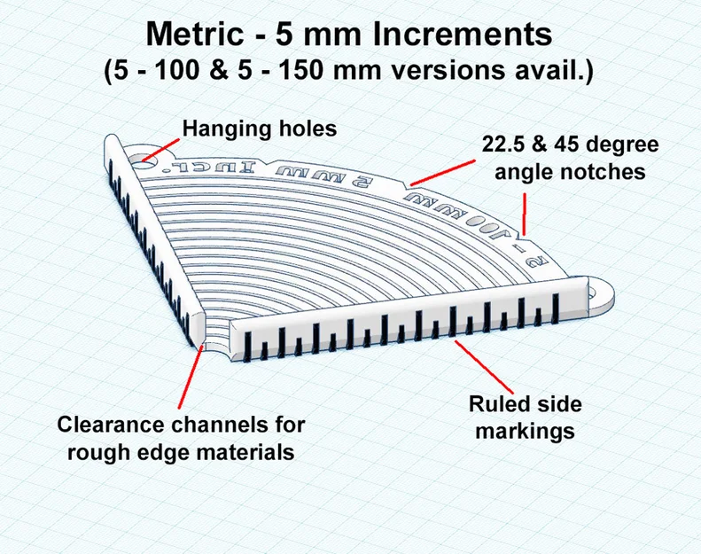 Template Stencil Bo Góc Lõm (Concave) - Bản Metric & Imperial - Image 2