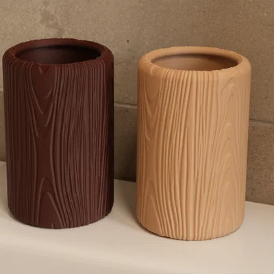 Ống Cắm Bút Vân Gỗ – Bình/Organizer Để Bàn Giả Gỗ