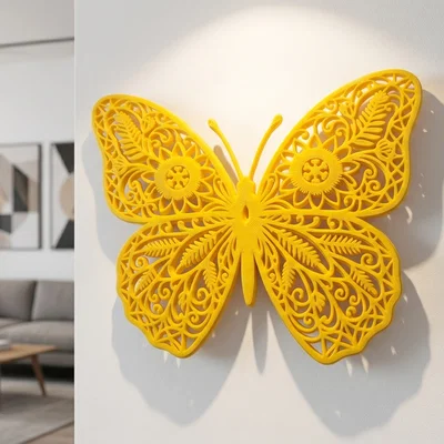 Tranh Treo Tường Bướm Vàng Hoa Văn Mandala Tinh Xảo 3D