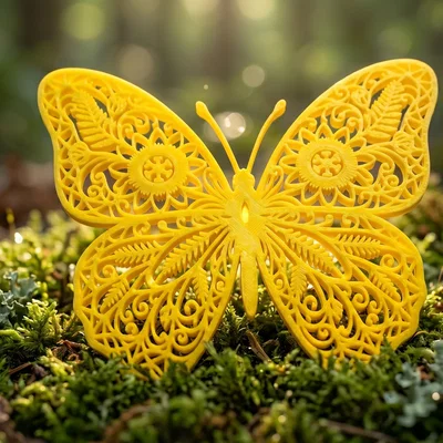 Tranh Treo Tường Bướm Vàng Hoa Văn Mandala Tinh Xảo 3D
