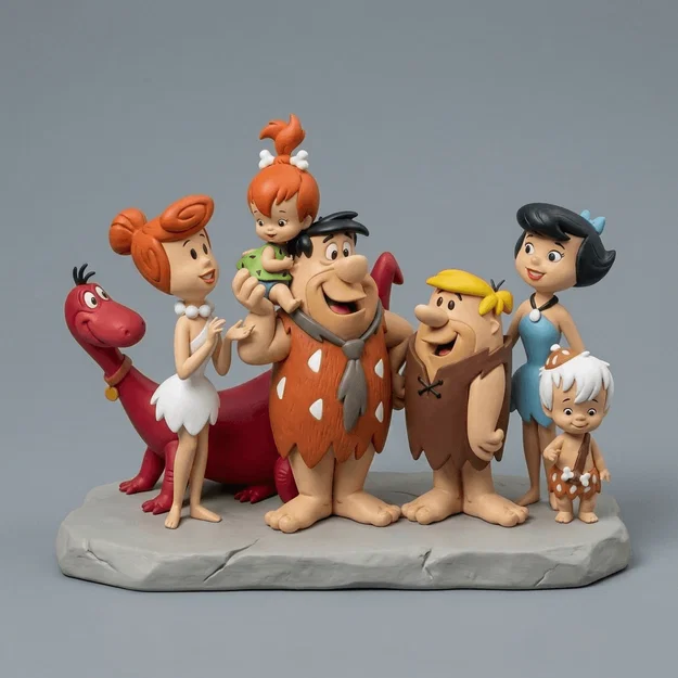 Mô hình 3D gia đình The Flintstones 1960: Hướng dẫn in chi tiết - Image 1