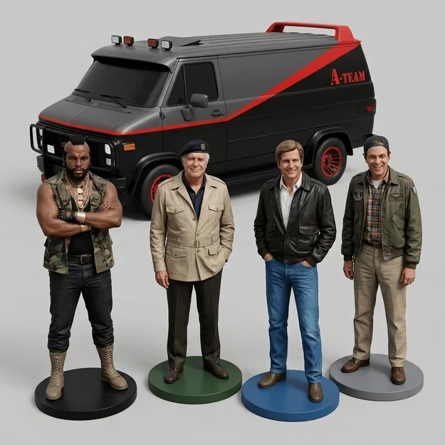 Bộ mô hình in 3D nhân vật biệt đội huyền thoại The A-Team (1983) - Image 1