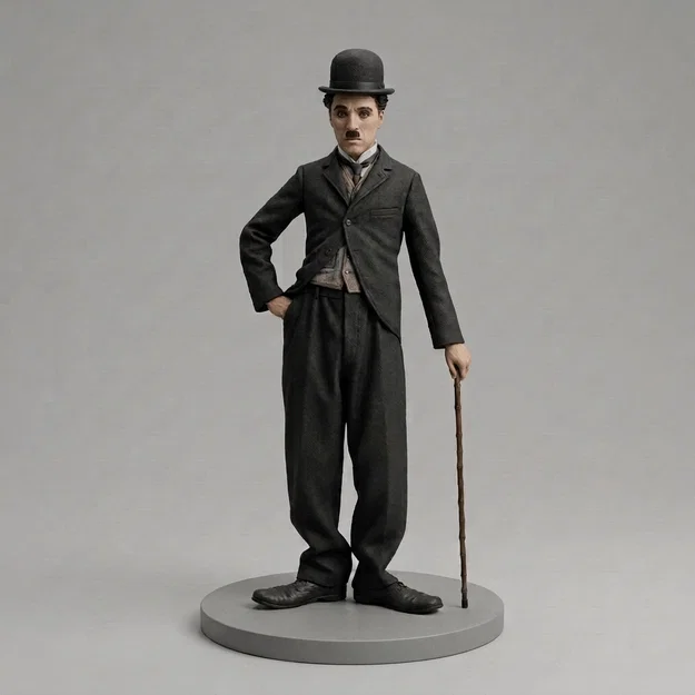 Mô hình 3D Charlie Chaplin - Tượng nhân vật The Tramp huyền thoại - Image 1