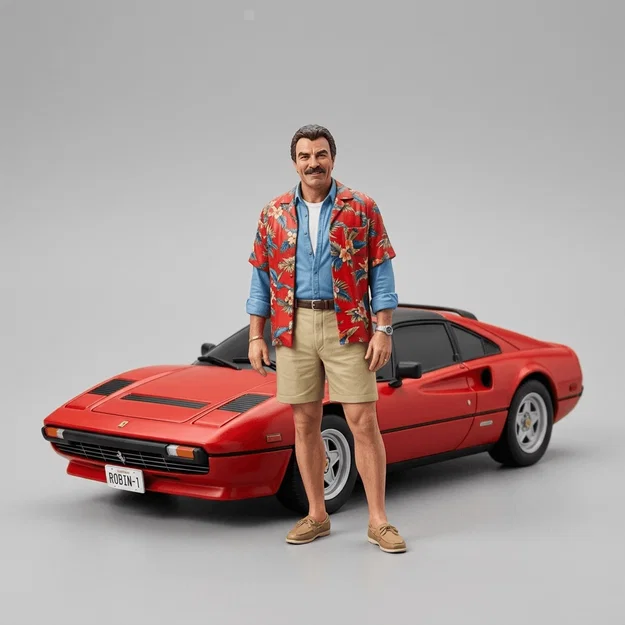 Mô hình 3D Magnum PI cùng siêu xe 1980 đầy hoài niệm - Image 1