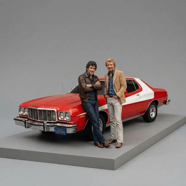 Mô hình 3D Starsky & Hutch 1975: Nhân vật và xe hơi huyền thoại - Image 1