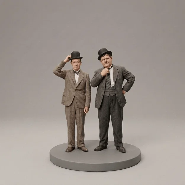 Mô hình 3D bộ đôi hài kịch kinh điển Laurel và Hardy - Image 1