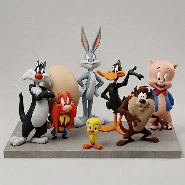 Mô hình 3D nhân vật Looney Tunes: Bugs Bunny, Daffy, Tweety và đồng đội - Image 1