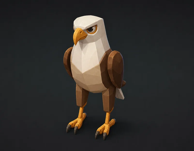 Mô hình chú chim ưng Hawk Low Poly tinh xảo cho in 3D - Image 1