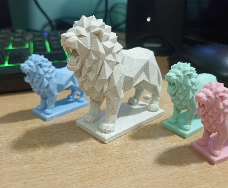 Mô hình sư tử Low Poly nghệ thuật in 3D để bàn - Image 1