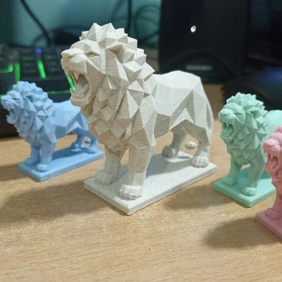 Mô hình sư tử Low Poly nghệ thuật in 3D để bàn