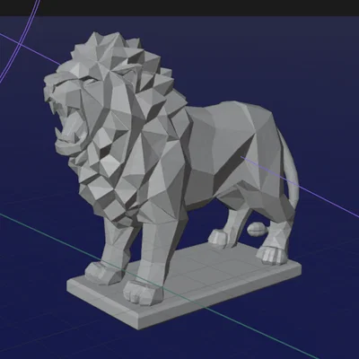 Mô hình sư tử Low Poly nghệ thuật in 3D để bàn