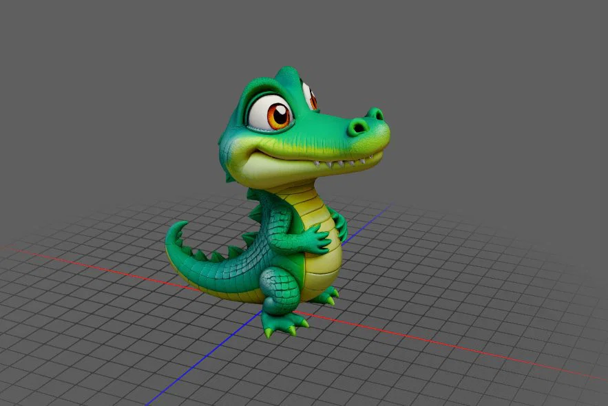 Mô hình chú cá sấu nhỏ đáng yêu - Alligator AI 3D - Image 2