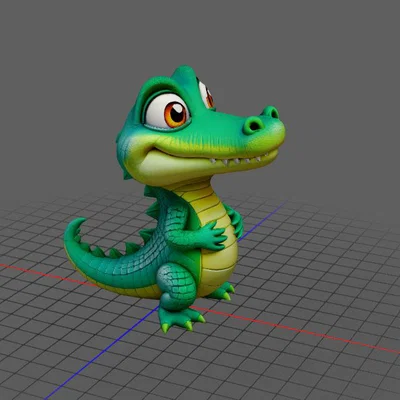 Mô hình chú cá sấu nhỏ đáng yêu - Alligator AI 3D