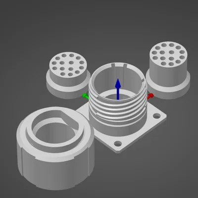 Hệ MIL Connector Size D 15 Contacts Keying N (D38999 D-15) in 3D